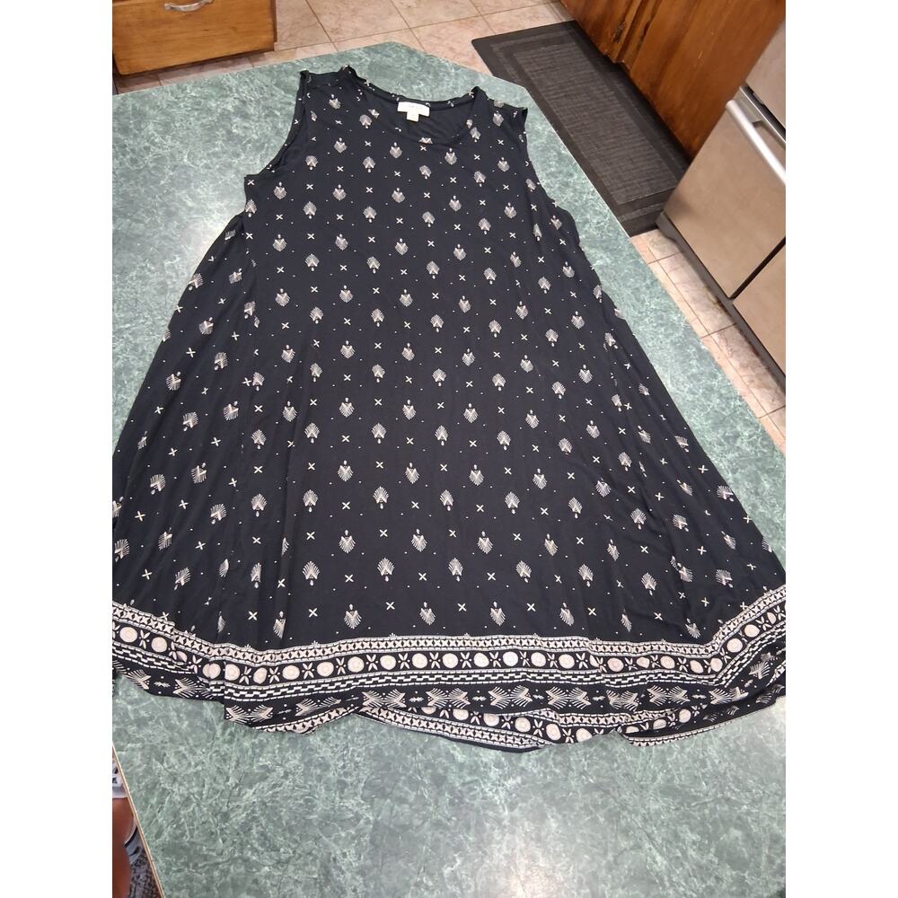 Style & Co Plus Size 2X Black Cream Graphic Block Print Midi Dress Sleeveless